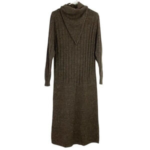 Vintage 80s Geraldine Peterson Long Cowlneck Sweater Dress Women Small Maxi Midi
